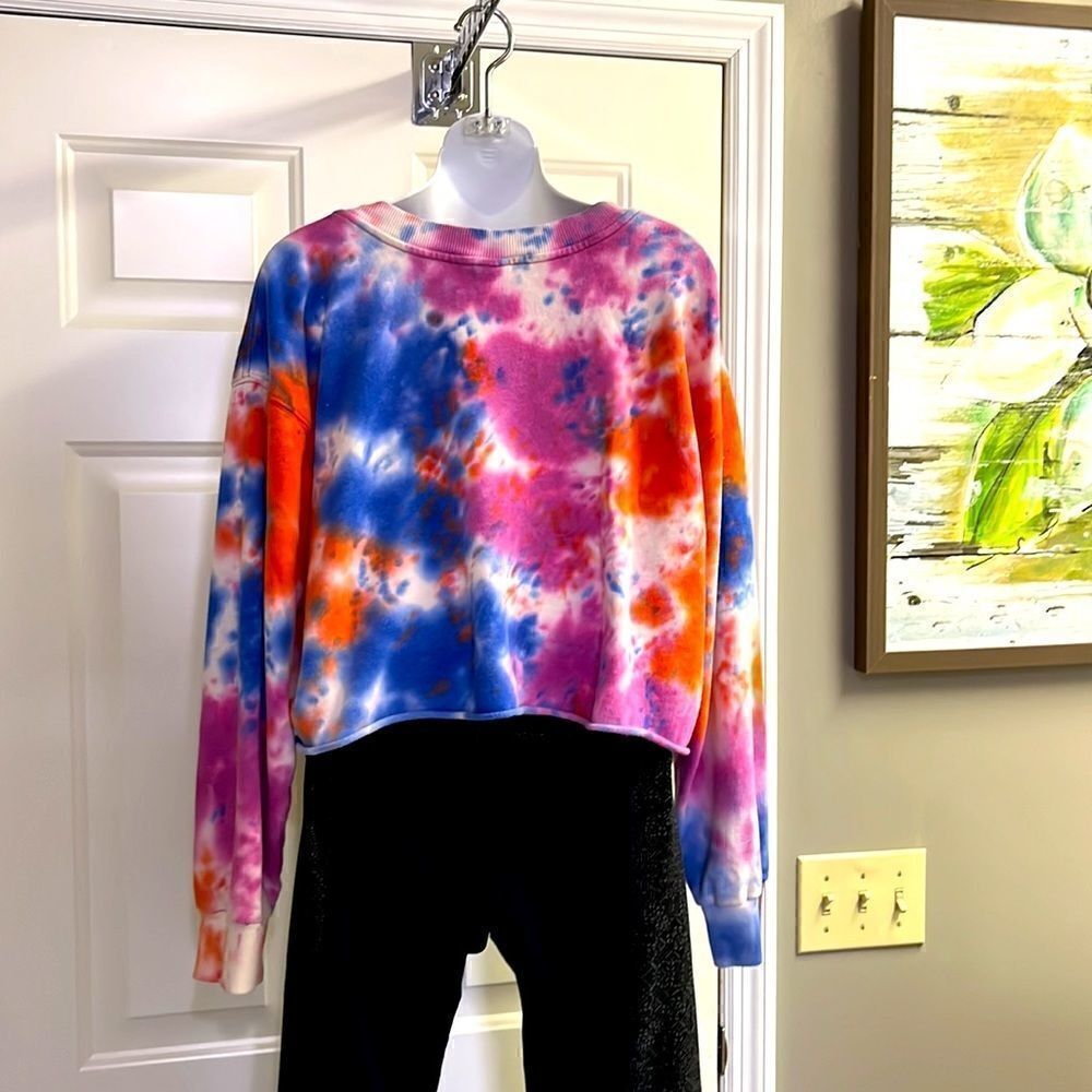 Wild Fable Bright and Comfy Tie Dye Crewneck Cropped Sweatshirt- XXL - Picture 4 of 8